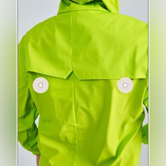 NWT RAINS Unisex Storm Breaker Rain Jacket Reflective Lime Color Full Zip - XL - Picture 8 of 12